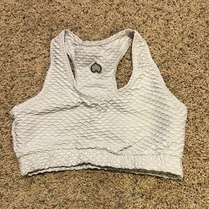 White Textured Sports Bra BBB